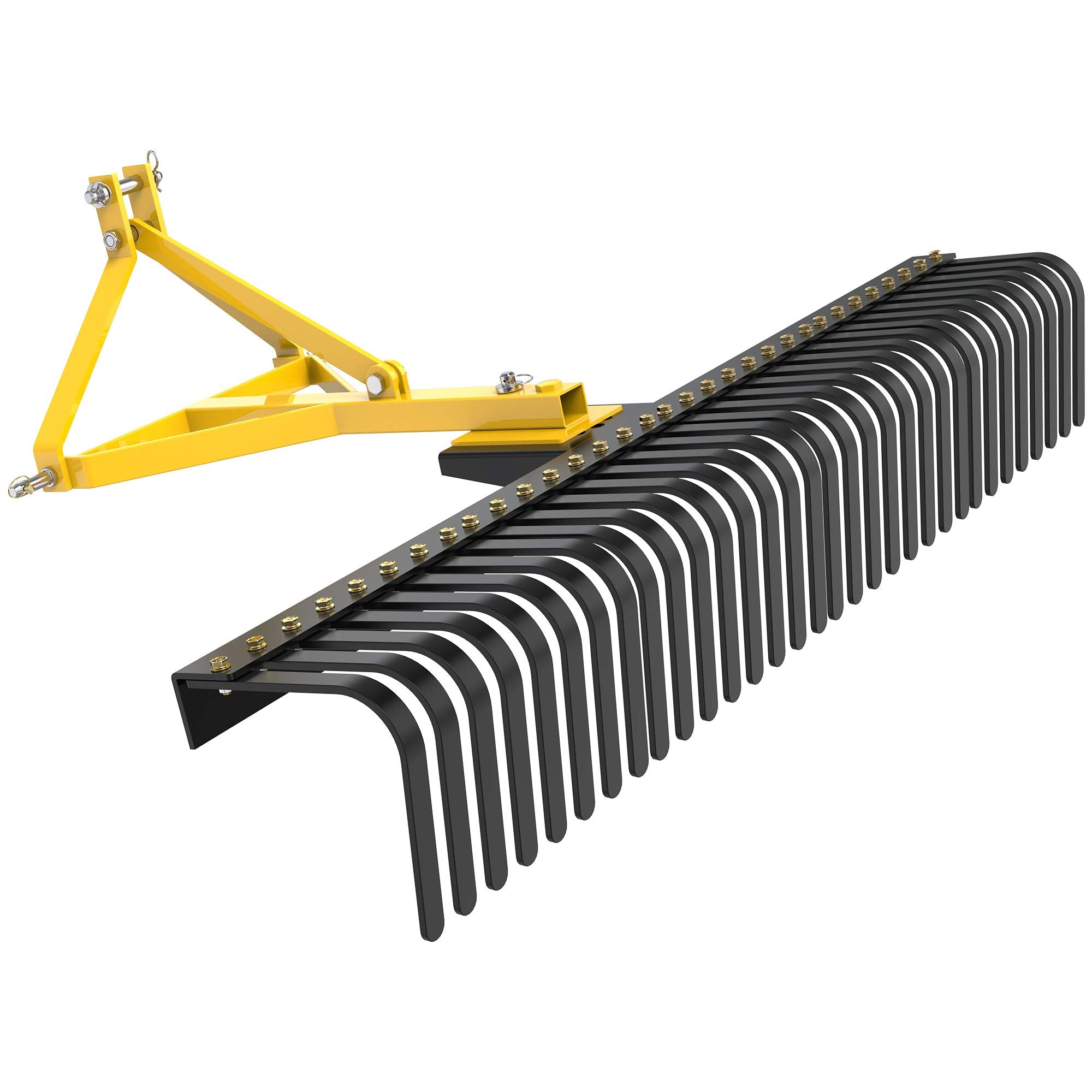 3 Point Rock Rake, Landscape 3 Point Rake for Tractor, 60", Black & Yellow