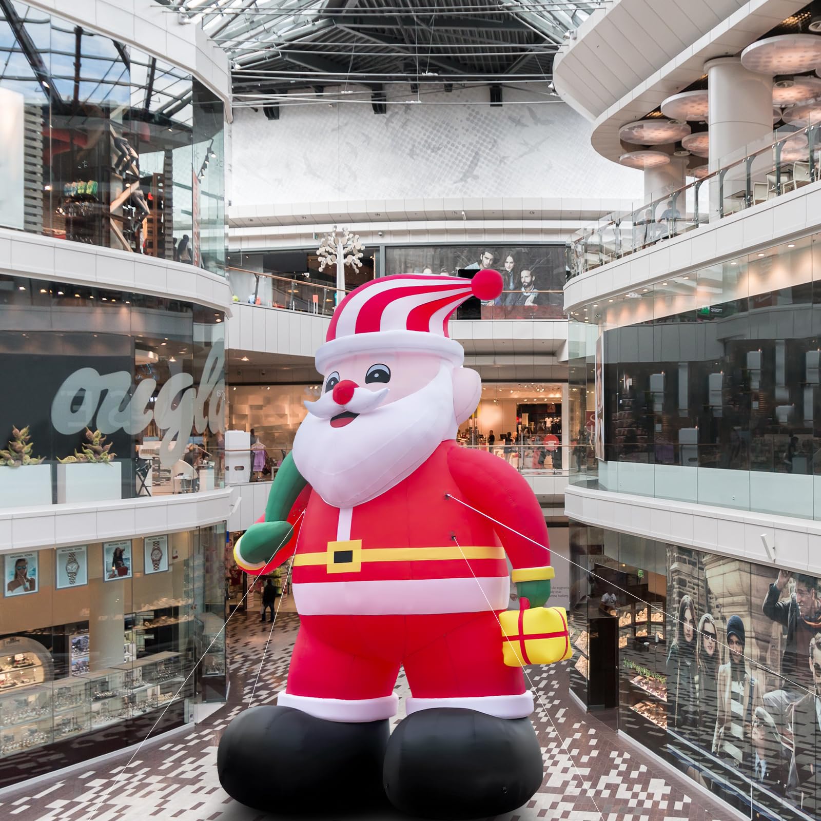 20ft Giant Santa Inflatables Outdoor Santa Inflatable Christmas Decorations for Blow up Decorations Outdoor Holiday Lawn Party Shopping Mall (with LED Lights)