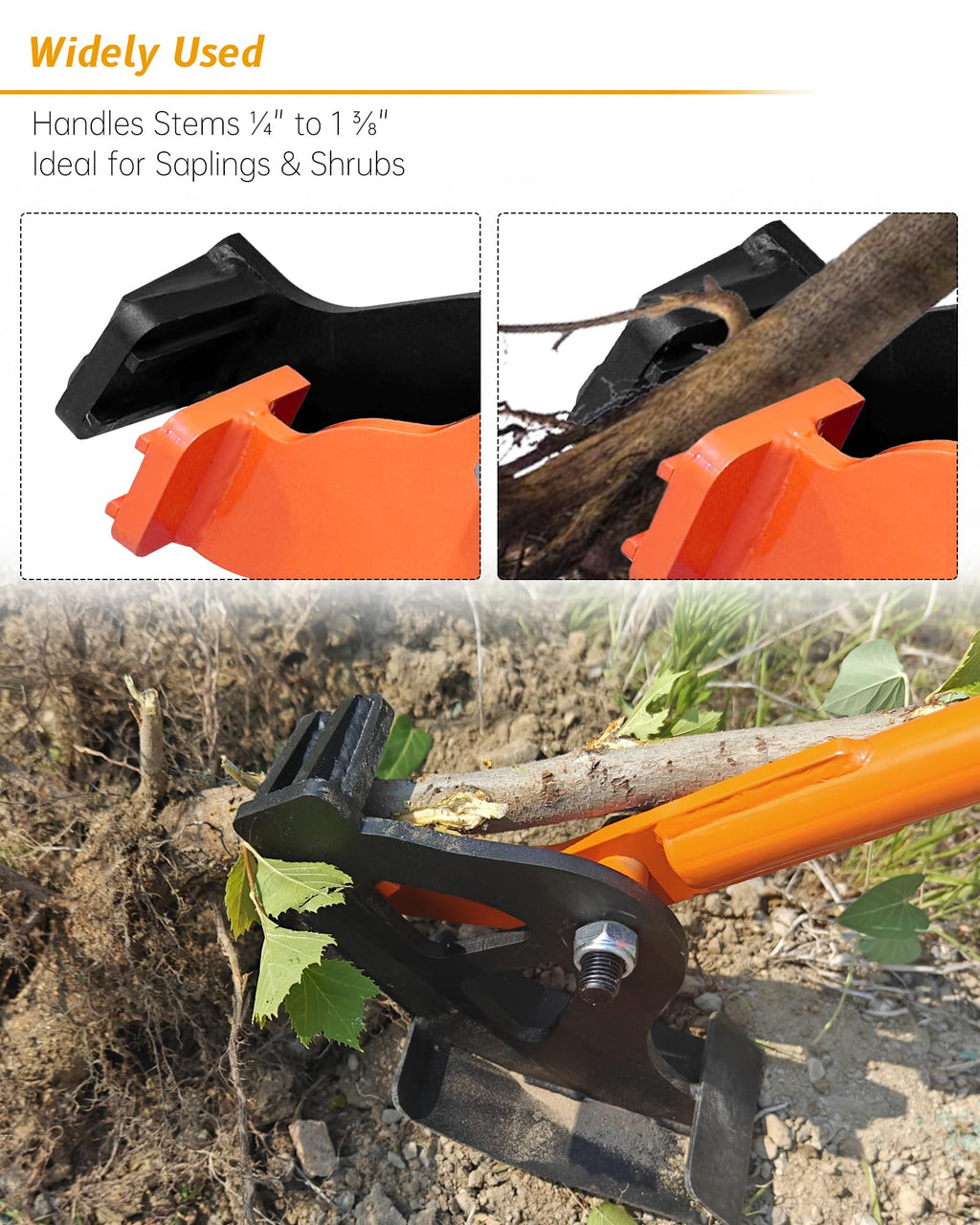 Medium Size Sapling Puller, Heavy-Duty High-Leverage Tree Puller Tool, Fully Uproots Woody Stems ¼ inch - 1 ⅜ inches, Suitable for Trees, Shrubs, Vines and Thorns with Large Root Systems