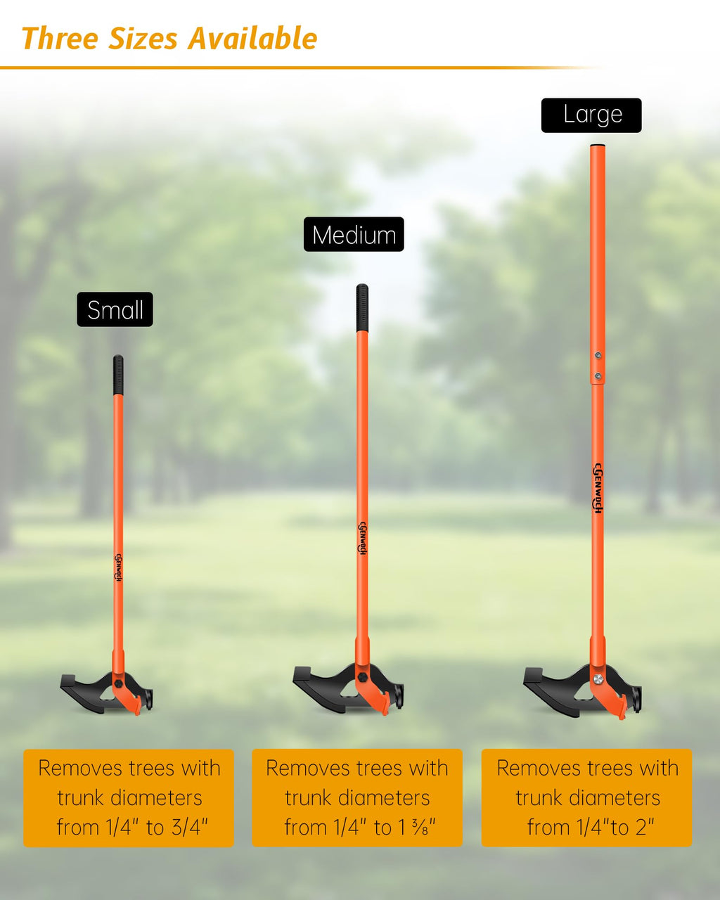 Medium Size Sapling Puller, Heavy-Duty High-Leverage Tree Puller Tool, Fully Uproots Woody Stems ¼ inch - 1 ⅜ inches, Suitable for Trees, Shrubs, Vines and Thorns with Large Root Systems