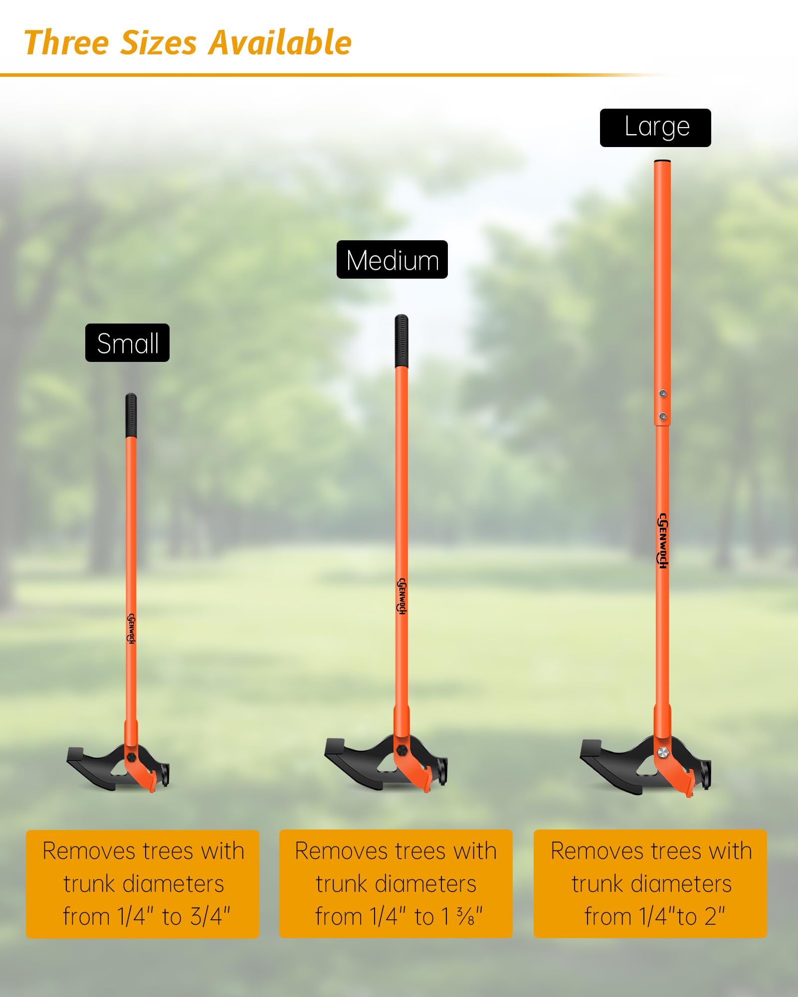 Medium Size Sapling Puller, Heavy-Duty High-Leverage Tree Puller Tool, Fully Uproots Woody Stems ¼ inch - 1 ⅜ inches, Suitable for Trees, Shrubs, Vines and Thorns with Large Root Systems